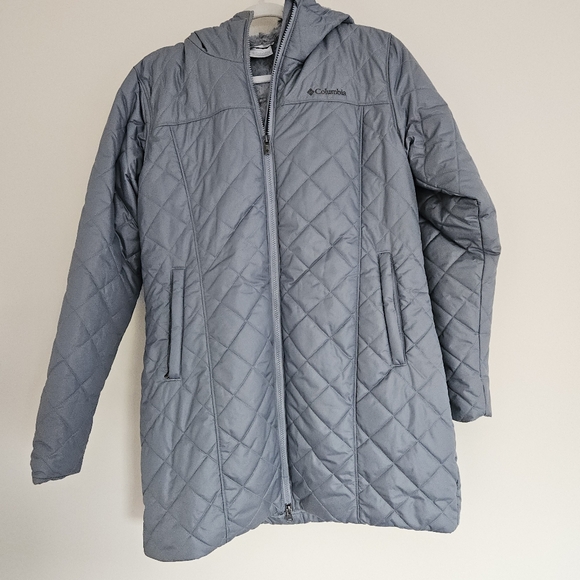 Columbia Winter Jacket Coat Quilted Gray Size L Large Copper Crest™ Long - Picture 2 of 6